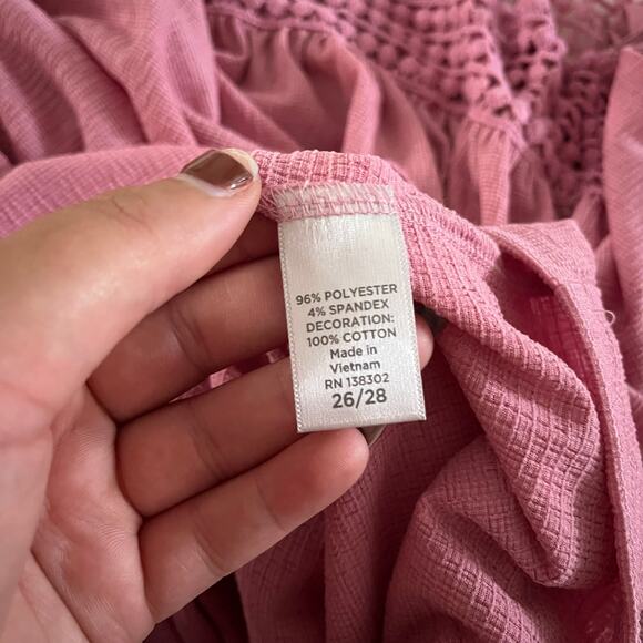 NWT Pink Cold Shoulder Crochet Detail Blouse Plus Sz 4X Cruise Boho - Picture 6 of 8